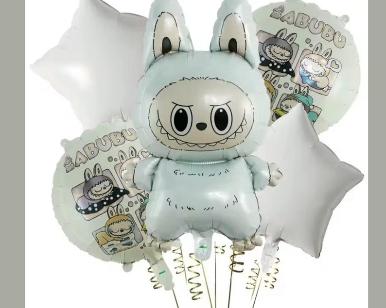 Labubu Birthday Balloons - Labubu Balloons - Labubu Balloon Bundle - 5 Balloons - Labubu Birthday Decorations | Cute kids Labubu Birthday