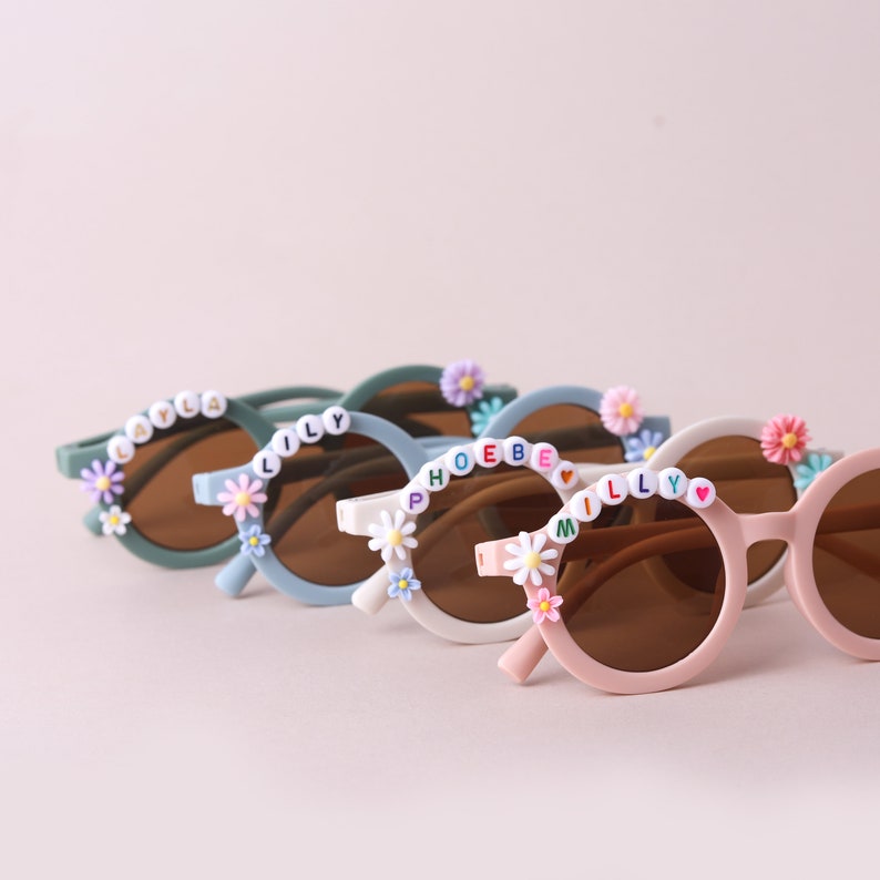 Personalised children's sunglasses uv400 | personalised girls flower sunglasses | flower girl | personalised kids sunglasses | party favours