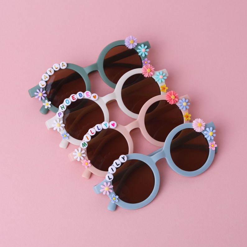 Personalised children's sunglasses uv400 | personalised girls flower sunglasses | flower girl | personalised kids sunglasses | party favours