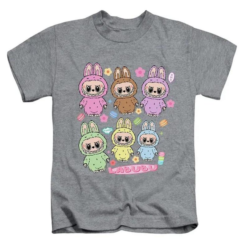 6 Pictures Labubu Kids T-Shirt Childrens Viral Trending Top New